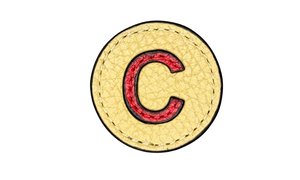 "C" letter leather pin