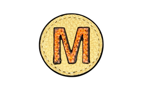 "M" letter leather pin