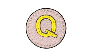 "Q" letter leather pin