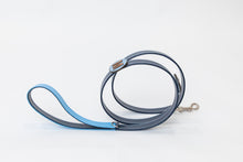 Load image into Gallery viewer, handmade designer navy leather dog leash with pin attachment