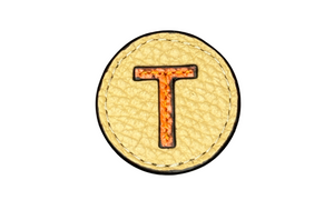 "T" letter leather pin