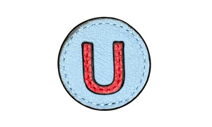 "U" letter leather pin