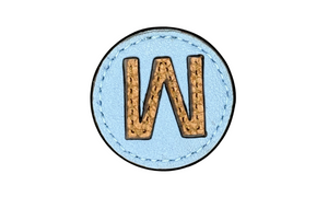 "W" letter leather pin