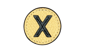 "X" letter leather pin