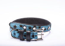 Load image into Gallery viewer, Calf Hair Dog Collar - Black Stars